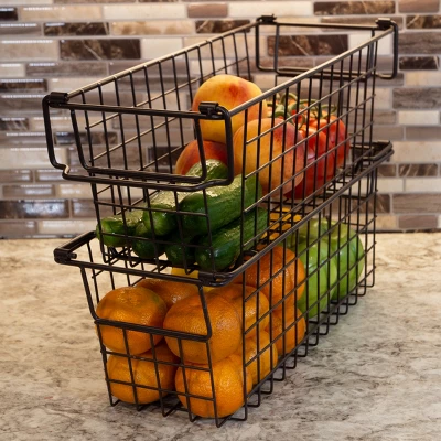 Set Of 2 Storage Bins - Basket Set For Toy, Kitchen, Bathroom, And Closet Storage - Small Shelf Organizers With Handles By Home-Complete (Brown) - Image 3