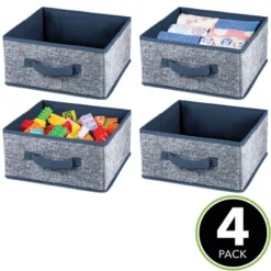 MDesign Fabric Modular Closet Organizer Box For Cube Units, 4 Pack