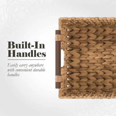 American Atelier Water Hyacinth Wicker Basket With Carry Handles, Rectangular Woven Storage Baskets, Laundry Storage Or Pantry Bin - Image 5