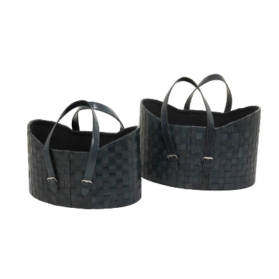 Set Of 2 Storage Baskets Black - Olivia & May - Image 5