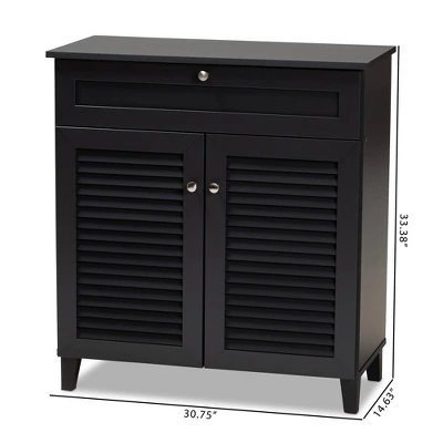 Shelf Wood Shoe Storage Cabinet With Drawer Coolidge Finished Dark Gray - Baxton Studio - Image 9