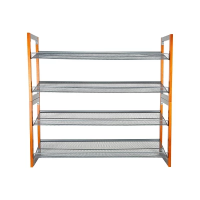 Organize It All 2pk Stackable Wood And Metal Shoe Racks - Image 2