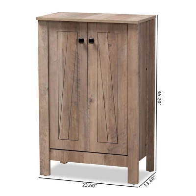 Derek Wood 2 Door Shoe Cabinet-Oak - Baxton Studio - Image 8