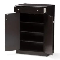 Dariell Modern And Contemporary Finished Shoe Cabinet Dark Brown - Baxton Studio