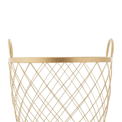 2pk Modern Metallic Rolling Baskets Gold - Olivia & May - Image 6