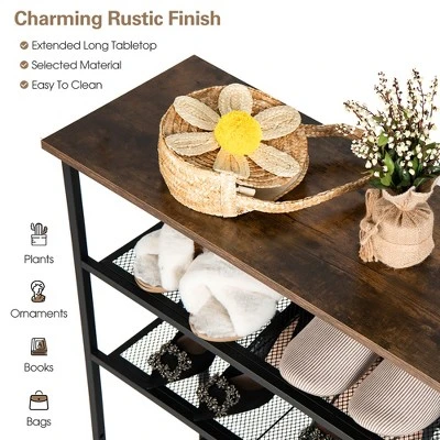 Shoe Rack 5-Tier Shoe Storage Organizer W/4 Metal Mesh Shelves For 16-20 Pairs - Image 5