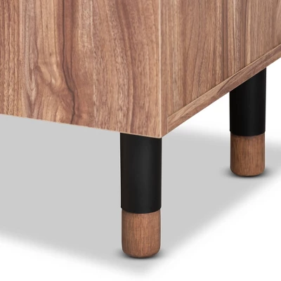 2 Door Valina Wood Entryway Shoe Storage Cabinet Brown - Baxton Studio - Image 5