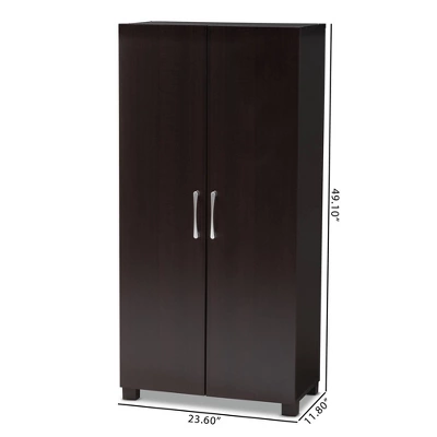 Marine Wenge Finished 2 Door Wood Entryway Shoe Storage Cabinet Brown - Baxton Studio - Image 4