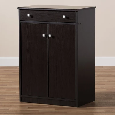 Dariell Modern And Contemporary Finished Shoe Cabinet Dark Brown - Baxton Studio - Image 8
