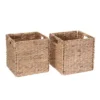 Set Of 2 Handmade Wicker Storage Cubes - 12-Inch Square Foldable Baskets With Handles - Made Of Hand-Twisted Water Hyacinth By Villacera (Natural)