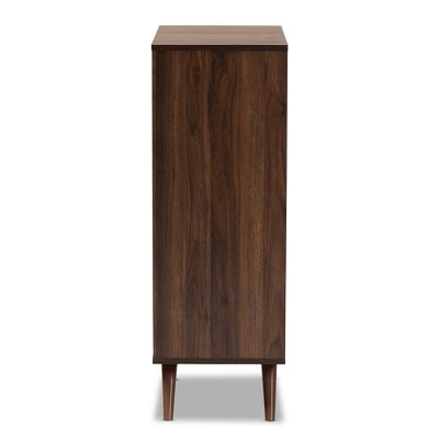 2 Door Naoki Two-Tone Wood Shoe Cabinet Gray/Walnut - Baxton Studio - Image 3