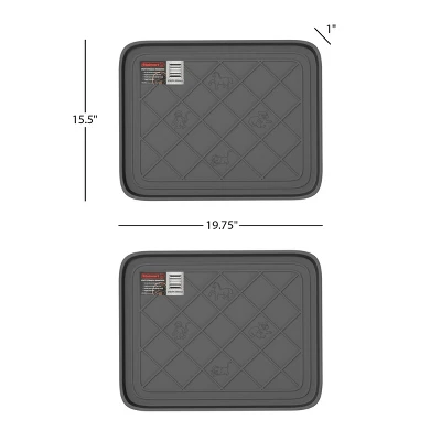 All Weather Boot Tray - Small Water-Resistant Plastic Utility Shoe Mat For Indoor And Outdoor Use In All Seasons By Stalwart (Set Of Two, Dark Grey)