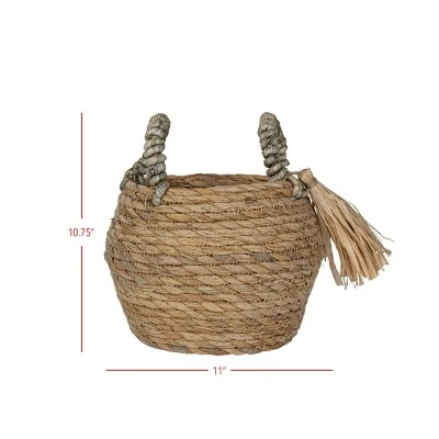 Brown Basket Woven Seagrass & Corn Husk By Foreside Home & Garden - Image 5