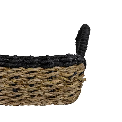 Black Trim Woven Seagrass & Rope Tray By Foreside Home & Garden - Image 4