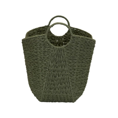 Household Essentials Tall Scoop Basket Paper Rope Olive - Image 4