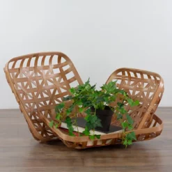 Northlight Set Of 3 Brown Square Lattice Tobacco Table Top Baskets