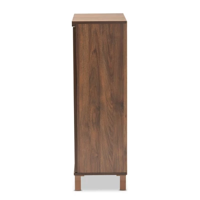 Talon Two-Tone Wood 2 Door Shoe Storage Cabinet Walnut Brown/Dark Gray - Baxton Studio - Image 3