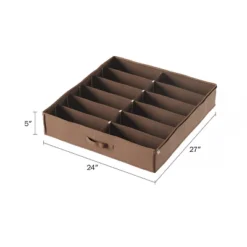 Hastings Home Under-Bed Shoe Storage Organizer With Clear Plastic Zippered Cover - Brown