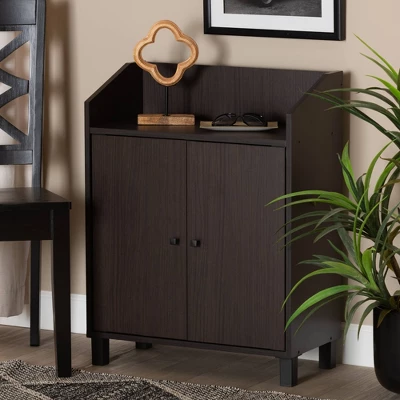 Rossin Wood 2 Door Entryway Shoe Cabinet - Baxton Studio - Image 6
