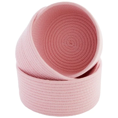 Farmlyn Creek 3-Pack Cotton Woven Baskets For Storage, Pink Rope Montessori Organizer Set For Storing Supplies ( 3 Sizes In Small, Medium And Large) - Image 7