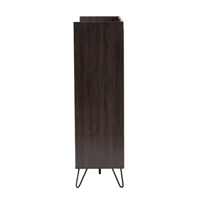 Baldor Wood 3 Door Shoe Cabinet Dark Brown - Baxton Studio - Image 4