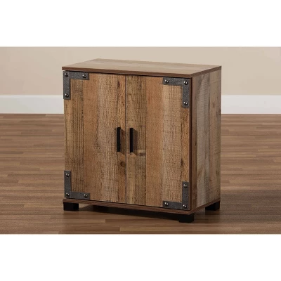 2 Door Cyrille Wood Shoe Cabinet Brown - Baxton Studio - Image 8