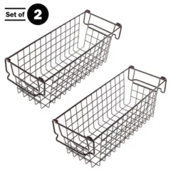 Set Of 2 Storage Bins - Basket Set For Toy, Kitchen, Bathroom, And Closet Storage - Small Shelf Organizers With Handles By Home-Complete (Brown)
