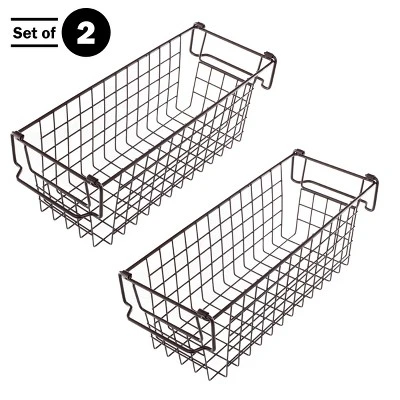 Set Of 2 Storage Bins - Basket Set For Toy, Kitchen, Bathroom, And Closet Storage - Small Shelf Organizers With Handles By Home-Complete (Brown)