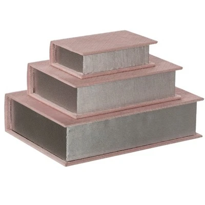 Vintiquewise Set Of 3 Velvet Vintage Storage Wooden Antique Classic Decorative Book Box Holder - Image 8