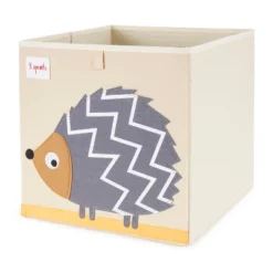 3 Sprouts Large 13 Inch Square Children's Foldable Fabric Storage Cube Organizer Box Soft Toy Bins, Pet Hedgehog, Gray Mouse, & Dotted Sheep (3 Pack)