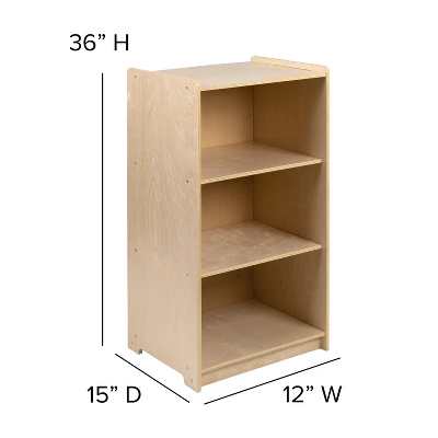 Flash Furniture Wooden 3 Section School Classroom Storage Cabinet For Commercial Or Home Use - Safe, Kid Friendly Design - 36"H (Natural) - Image 4