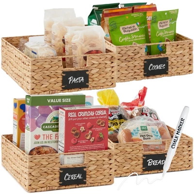 Best Choice Products Set Of 4 16x12in Woven Water Hyacinth Pantry Baskets W/ Chalkboard Label, Chalk Marker - Image 7
