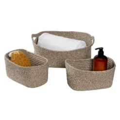 Honey-Can-Do Nested Linen Closet Totes Sand Stone