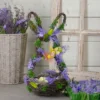 Northlight 14.5" Purple And Green Artificial Floral Bunny Shaped Basket