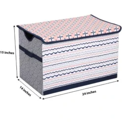 Bacati - Olivia Coral/Navy Storage Toy Chest