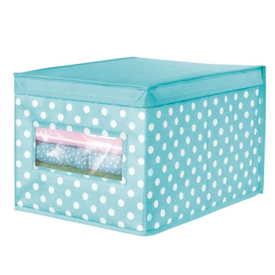 MDesign Child/Kids Fabric Closet Storage Box, Large, Polka Dot, 2 Pack - Image 5