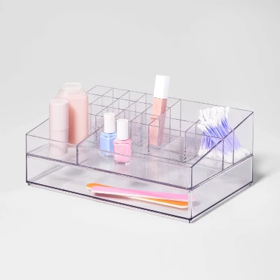 Extra Large Bathroom Plastic Tiered Cosmetic Organizer Clear - Brightroom™ - Image 3