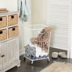 French Country Iron Storage Cart White - Olivia & May