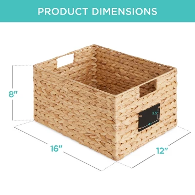 Best Choice Products Set Of 2 16in Woven Water Hyacinth Pantry Baskets W/ Chalkboard Label, Chalk Marker - Image 6