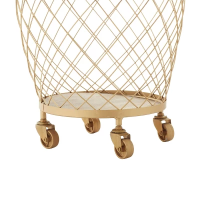 2pk Modern Metallic Rolling Baskets Gold - Olivia & May - Image 5