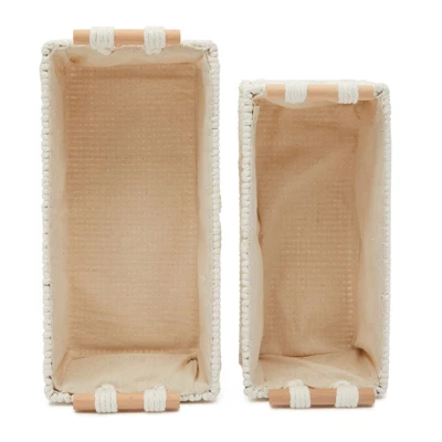 Okuna Outpost 2 Pack Macrame Storage Basket For Nursery, Bohemian Style Home Decor And Nursery, 2 Sizes, White - Image 6