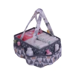 Bacati - Woodlands Gray/Beige Neutral Cotton Nursery Storage Caddy