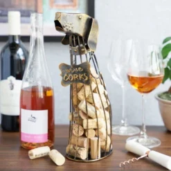 True Dog Wine Cork Holder, Decorative Wine Cork Storage And Decor, Set Of 1, Rustic Bronze Finish, Holds 50 Wine Corks