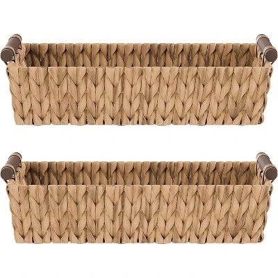 American Atelier Water Hyacinth Wicker Basket With Carry Handles, Rectangular Woven Storage Baskets, Laundry Storage Or Pantry Bin - Image 8