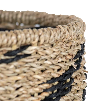 Black Rope & Seagrass Basket - Foreside Home & Garden