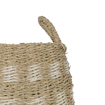 10 Inch Basket White Seagrass & Rope By Foreside Home & Garden - Image 5