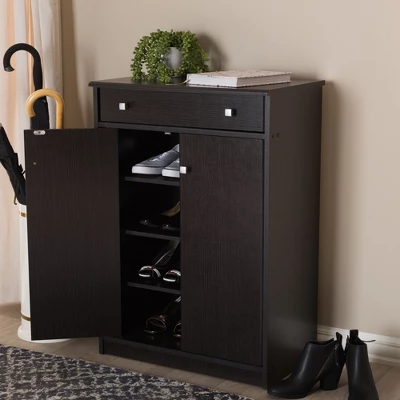Dariell Modern And Contemporary Finished Shoe Cabinet Dark Brown - Baxton Studio - Image 7
