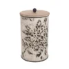 Set Of 3 Cream And Gray Floral Metal Decorative Storage Canisters - Foreside Home & Garden