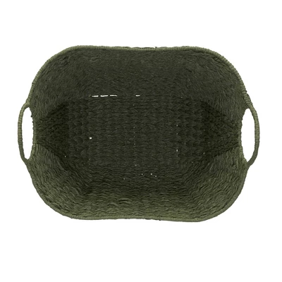 Household Essentials Tall Scoop Basket Paper Rope Olive - Image 2