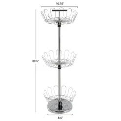 Hastings Home Revolving Shoe Tree Organizer Rack With Three Tiers - 10.75" X 10.75" X 30.5", Chrome